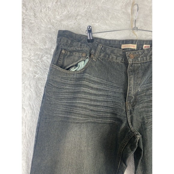 1688 Revolution Denim Black Jeans Dar Wash Mens Size 38 38/30 - Picture 2 of 14